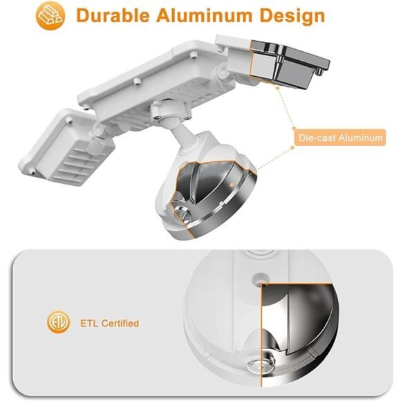 3500LM LED Security Light Outdoor, 35W Outdoor Flood Light3 Head Exterior Light - Picture 5 of 6